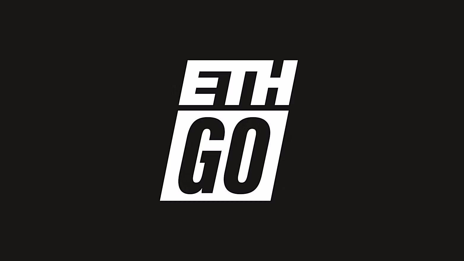 The ETH GO logo mark in white on a black background